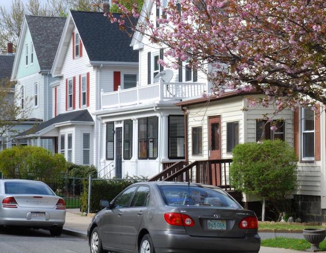 Street view of houses in Boston